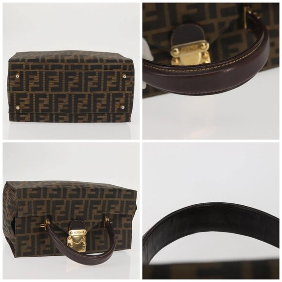FENDI Zucca Canvas Hand Bag Black Brown Auth 142733 - Picture 15 of 16
